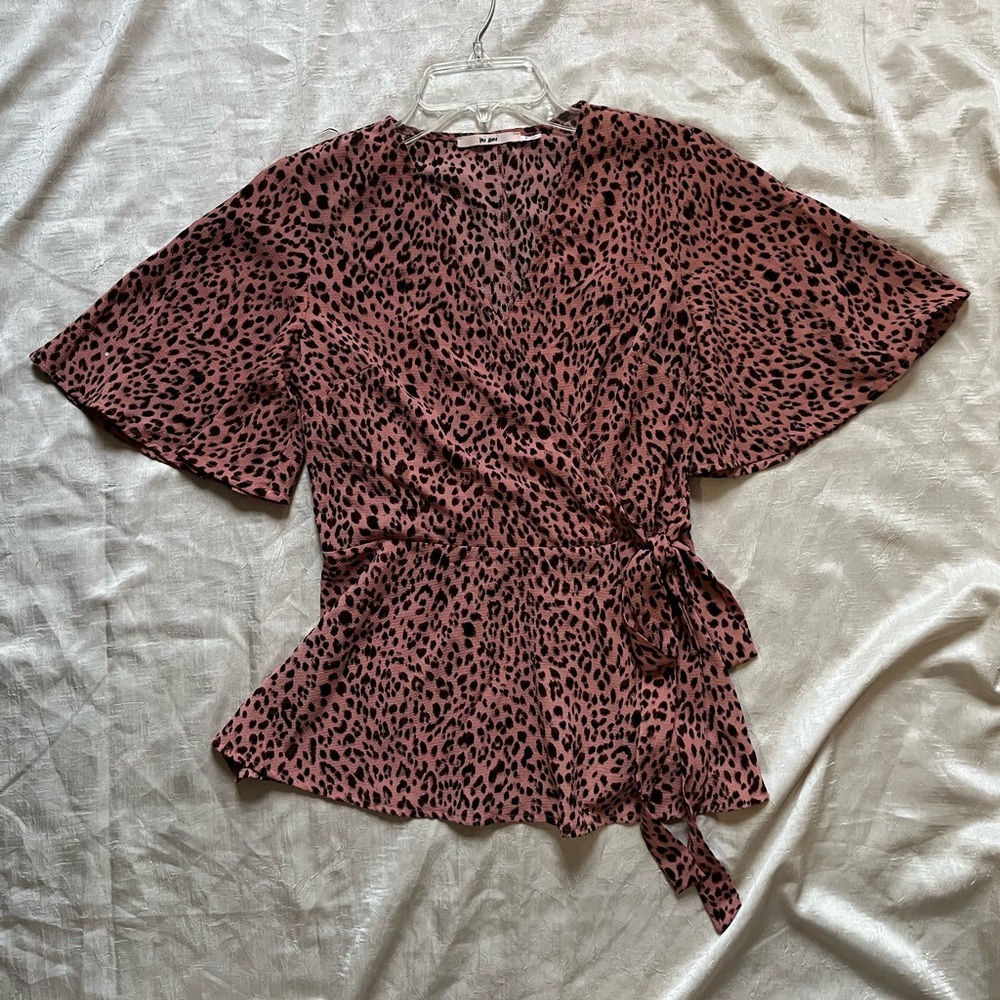 Miami Leopard Print Pink Wrap Top